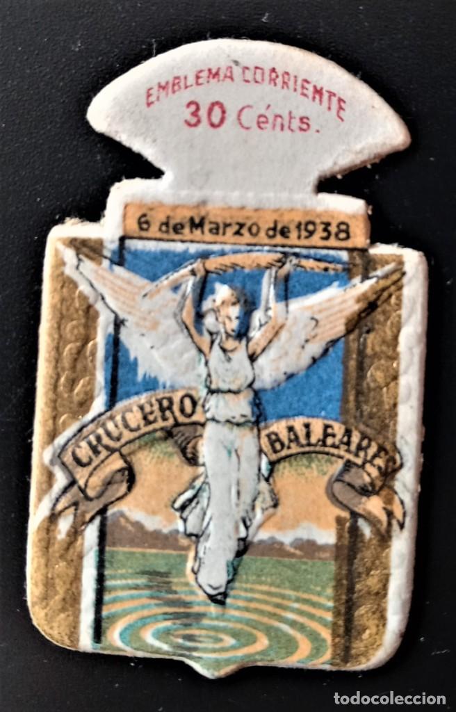 Military Antiques: EMBLEMA AUXILIO SOCIAL CORRIENTE 30 CTS CRUCERO BALEARES