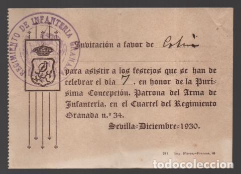 Military Antiques: SEVILLA, FESTEJOS PURISIMA CONCEPCION- ARMA DE INFANTERIA REG. GRANADA, A&Ntilde;O 1930. VER FOTO