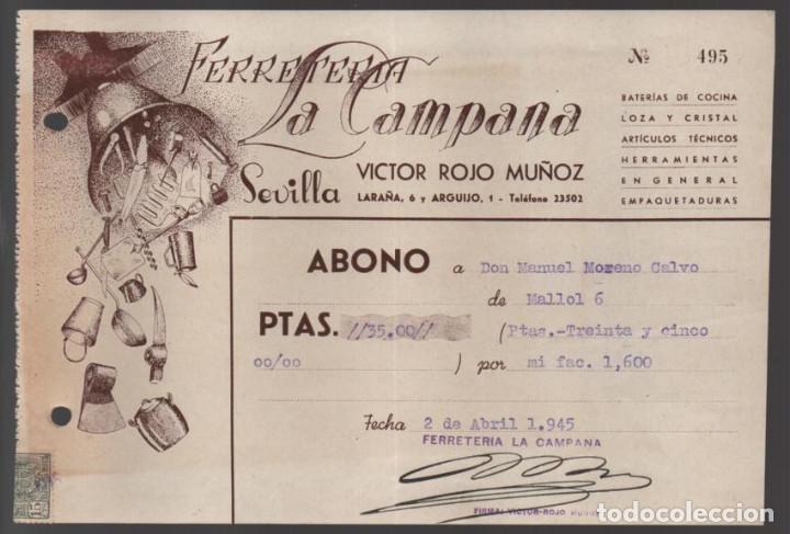 Military Antiques: SEVILLA,- FACTURA-FERRETERIA LA CAMPANA- VER FOTO