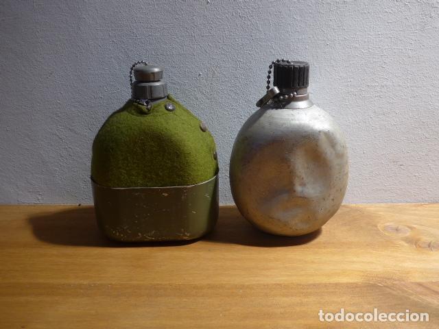Militaria: Lote 2 antigua cantimplora militar a identificar.
