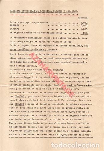 Militaria: GUERRA CIVIL, RELACION DE DONACIONES DE UNA FAMILIA AL EJERCITO, A FALANGE Y A LA AVIACION, MUY RARO