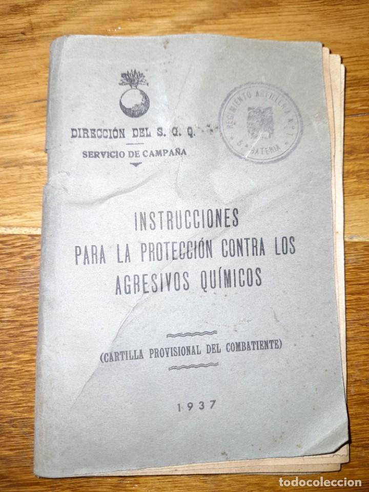 Military Antiques: Cuaderno Instrucciones protecci&oacute;n agresivos qu&iacute;micos antigases guerra civil 1937 nacional