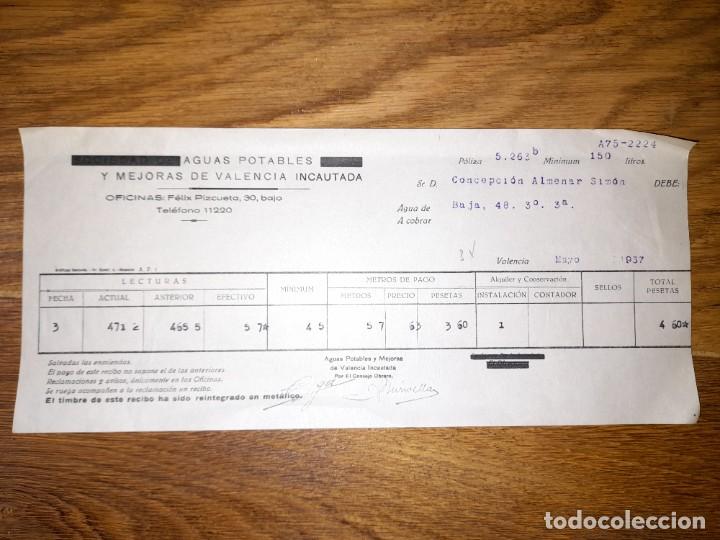 Military Antiques: Factura pago agua potable Valencia guerra civil empresa incautada por Consejo Obrero