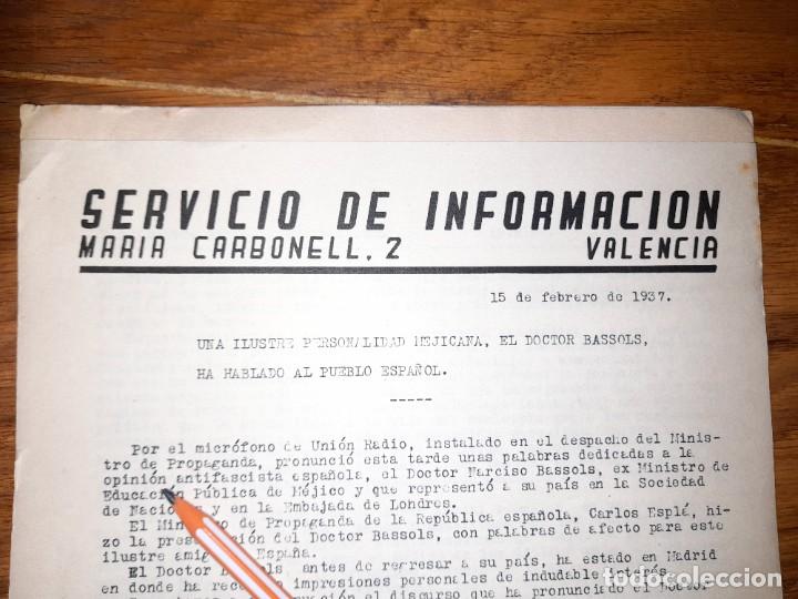 Military Antiques: Noticia de una Agencia de Servicio informaci&oacute;n period&iacute;stica Valencia 1937 M&eacute;xico Doctor Bassols