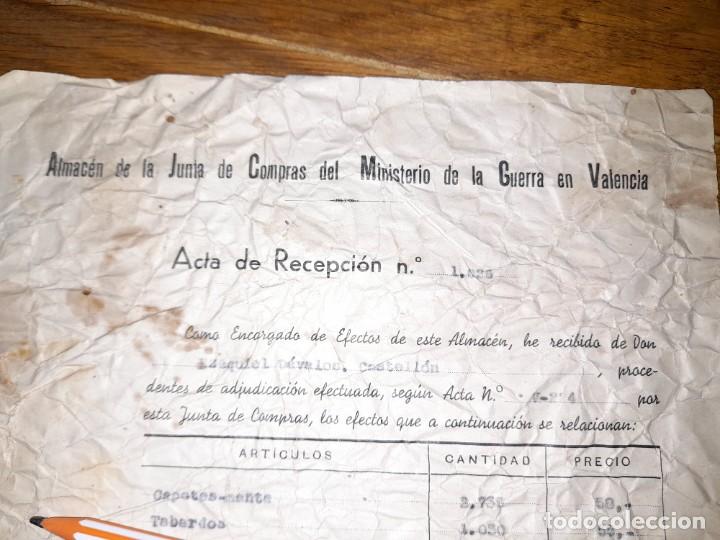 Military Antiques: Acta de recepci&oacute;n de material de la Junta de compras del Ministerio de la Guerra civil Valencia