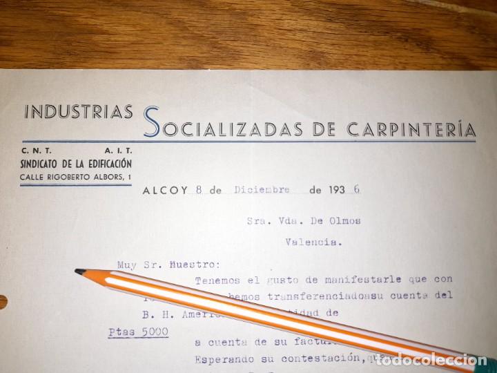 Military Antiques: Carta Membrete Industrias socializadas de Alcoy Alicante Guerra civil 1936