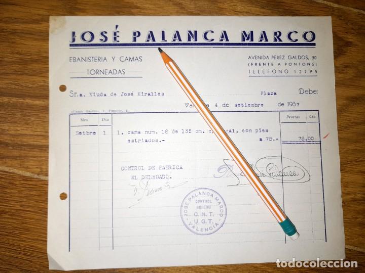 Military Antiques: Factura f&aacute;brica muebles guerra civil Valencia Incautada pr CNT UGT Control obrero Jos&eacute; Palanca Marco