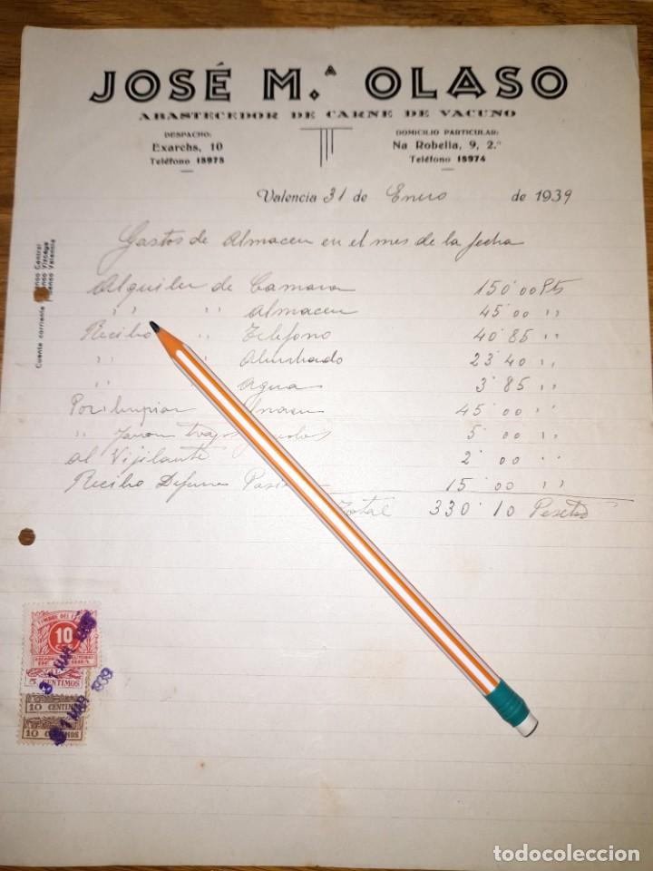 Military Antiques: Documentos gastos de almac&eacute;n empresa c&aacute;rnica Guerra civil Valencia 1939 con vi&ntilde;etas