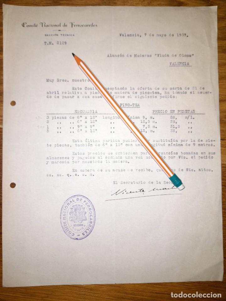 Military Antiques: Documento Comit&eacute; Nacional de Ferrocarriles Guerra civil 1937
