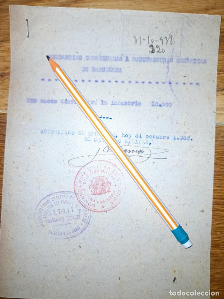 Military Antiques: Documento Guerra civil Autorizaci&oacute;n militar para embarque durante el bloqueo mar&iacute;timo 1938 Valencia