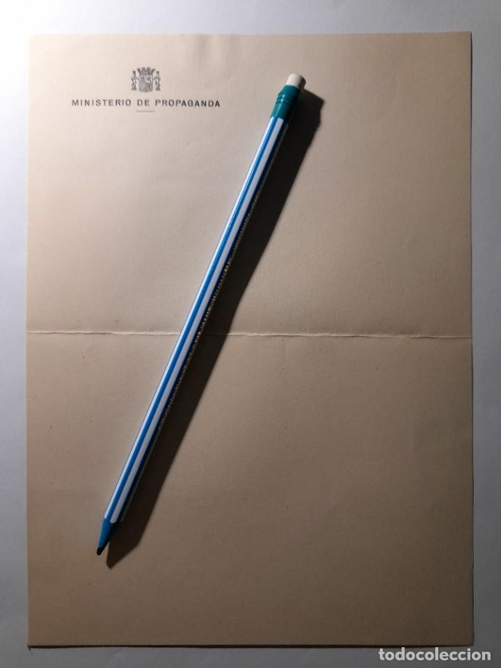 Militaria: Cuartilla en blanco membrete del Ministerio de Propaganda republicano Guerra civil