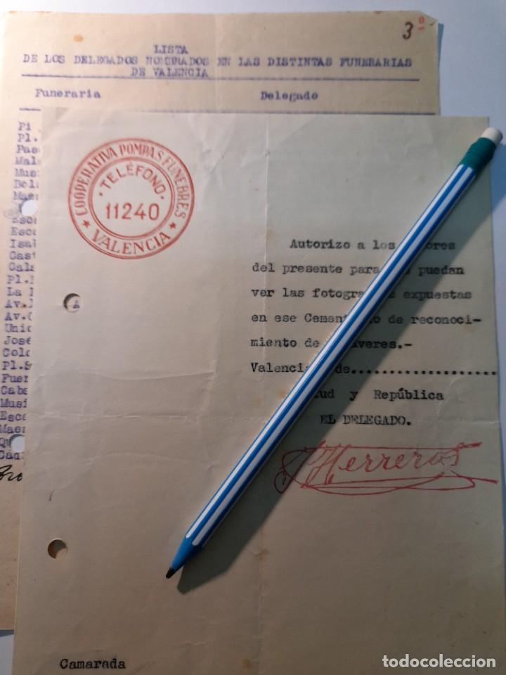 Military Antiques: Lote 2 documentos Cooperativa funeraria UGT de la Guerra civil d Valencia Autorizacion ver cad&aacute;veres
