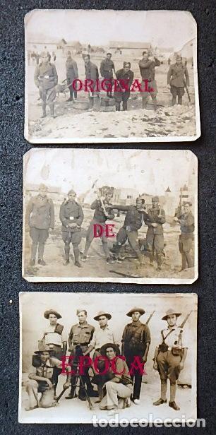 Militaria: (JX-210410)Tres fotograf&iacute;as soldados Guerra Civil , Melilla 1938 .