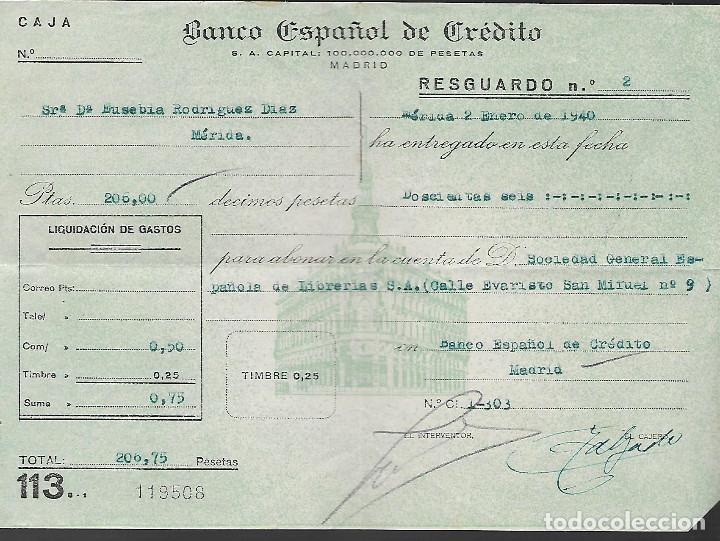 Militaria: MADRID, ABONO EN CUENTA,- BANCO ESPA&Ntilde;OL DE CREDITO,- VER FOTO