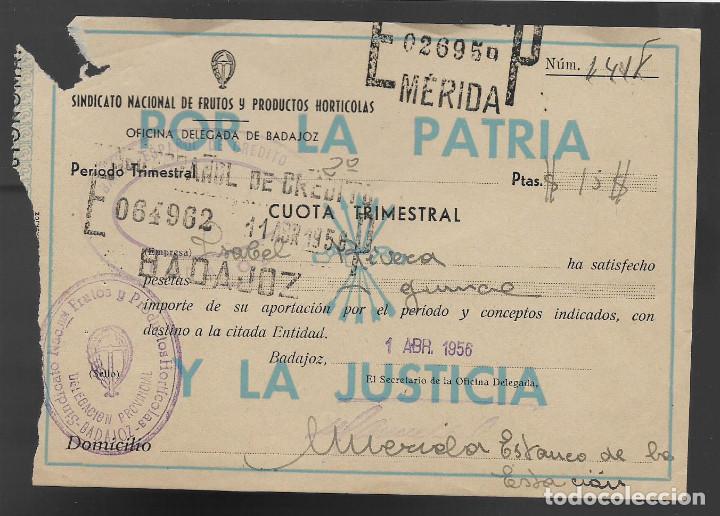 Militaria: BADAJOZ, SINDICATO NACIONAL DE FRUTOS Y HORTALIZAS, VER FOTO