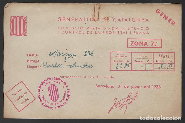Militaria: GENERALITAT DE CATALUNYA,- CONTROL PROPIEDAD URBANA, A&Ntilde;O 1938, VER FOTO