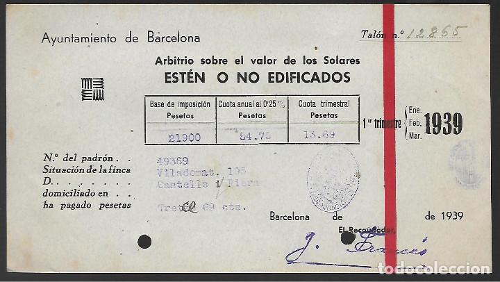 Militaria: GENERALITAT DE CATALUNYA,- ARBITRIO SOBRE EL VALOR DE SOLARES, A&Ntilde;O 1939 VER FOTO