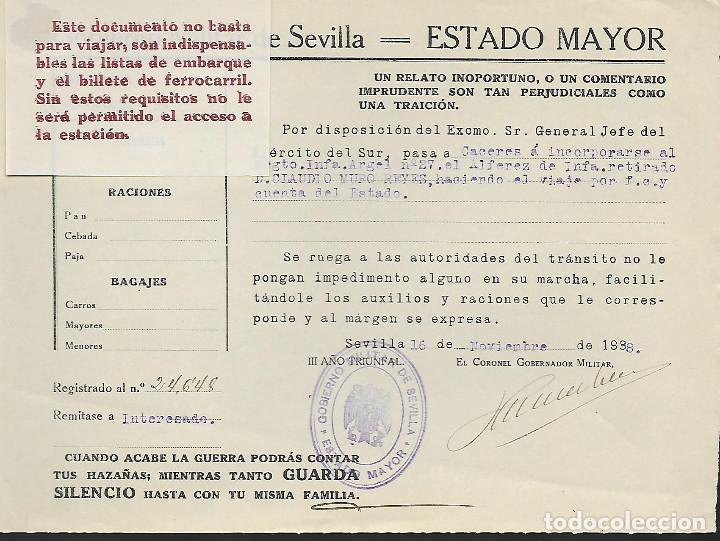 Militaria: SEVILLA, PASA A CACERES, RGTO. INFA. ARGEL N&ordm; 27, VER FOTO