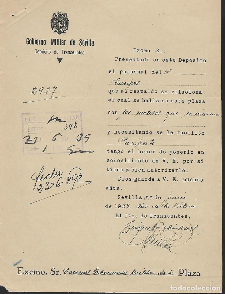 Militaria: SEVILLA, GOBIERNO MILITAR,- DEPOSITO TRASEUNTES,- VER FOTO