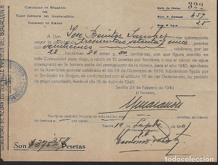 Militaria: SEVILLA, COMUNIDAD DE REGANTES VALLE INFERIOR GUADALQUIVIR,- SINDICATO DE RIEGO, VER FOTO