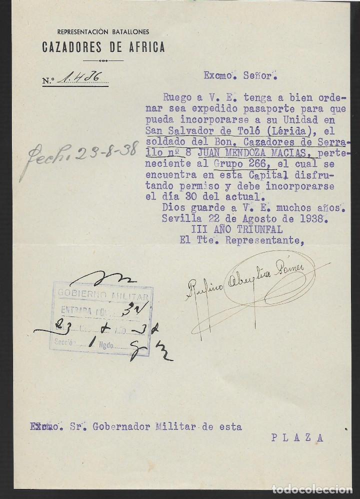 Militaria: SEVILLA, REPRESENTACION BATALLONES-CAZADORES DE AFRICA- INCORPORACION- VER FOT