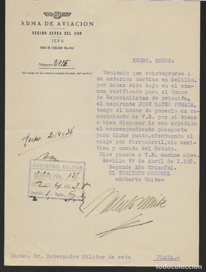 Militaria: SEVILLA,- ARMA DE AVIACION.- JEFE - BASE TABLADA- BAJA DE EXAMEN- VER FOTO