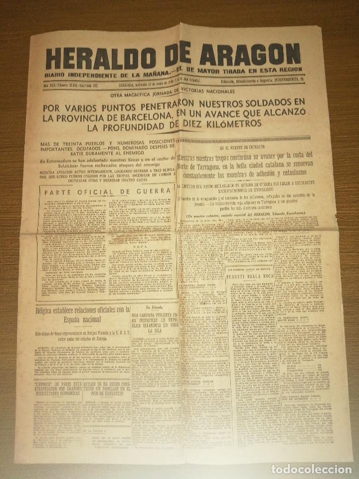 Military Antiques: HERALDO DE ARAGON- A&Ntilde;O XLV.- N&ordm; 15114- MIERCOLES 18 ENERO DE 1939,- VER FOTOS