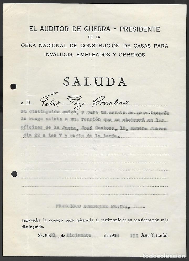 Military Antiques: SEVILLA, CITACION- AUDITOR DE GUERRA-PRESIDENTE- VER FOTO