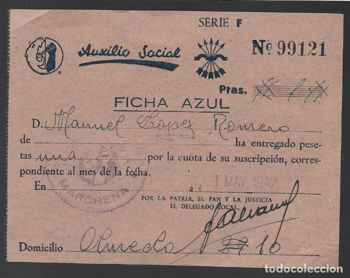 Military Antiques: MARCHENA- SEVILLA- CUOTA- AUXILIO SOCIAL- F.E. J.O.N.S. VER FOTO