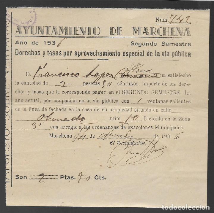 Military Antiques: MARCHENA- SEVILLA,- TASAS MUNICIPAL.- VER FOTO