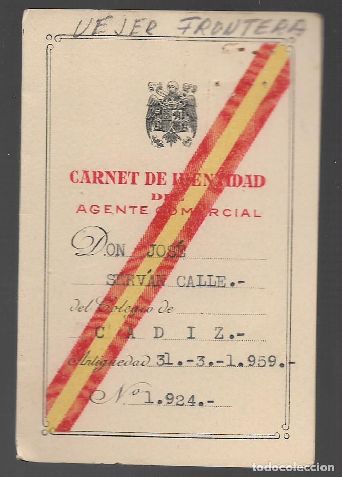Military Antiques: VEJER FRONTERA--CADIZ-- CARNET AGENTE COMERCIAL- VER FOTO
