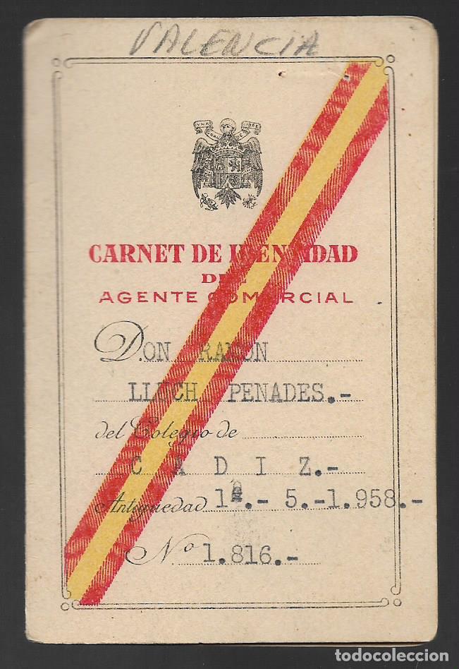 Militaria: VALENCIA-- CARNET AGENTE COMERCIAL- VER FOTO