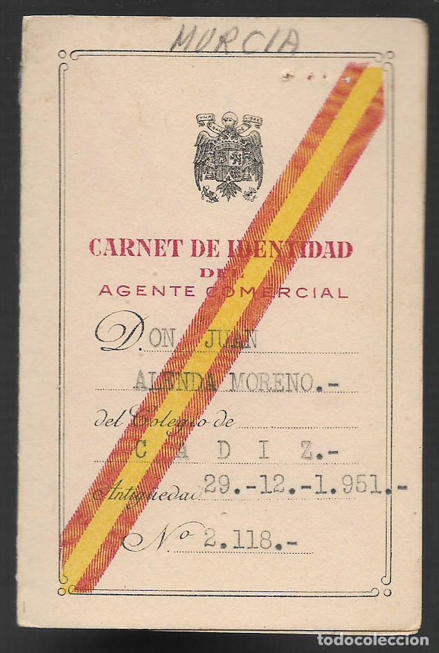 Militaria: MURCIA-- CARNET AGENTE COMERCIAL- VER FOTO