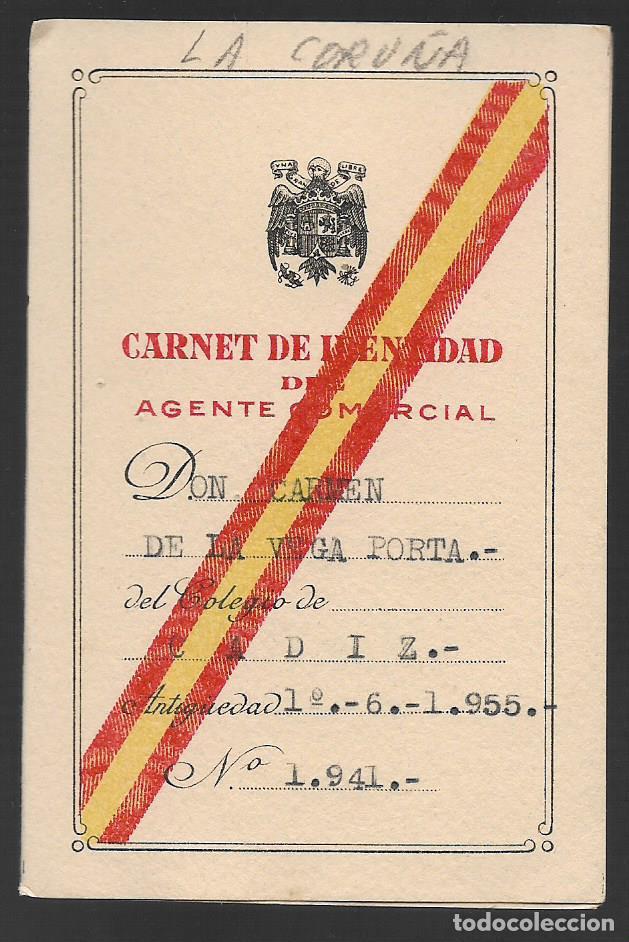 Militaria: LA CORU&Ntilde;A.- CARNET AGENTE COMERCIAL.- FEMENINO-VER FOTOS