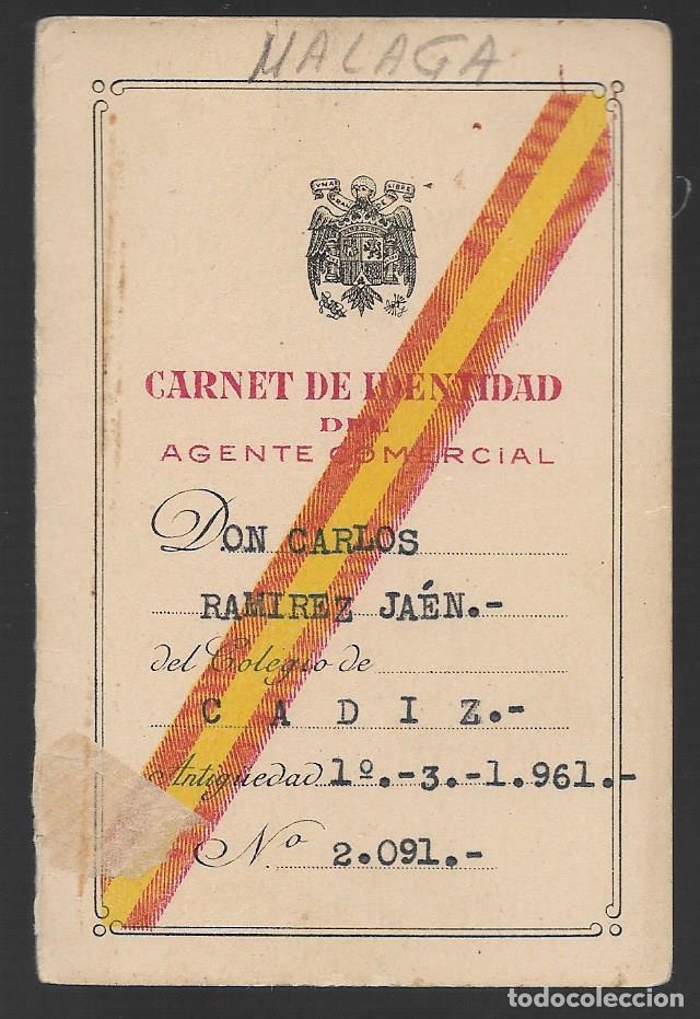 Militaria: MALAGA.- CARNET AGENTE COMERCIAL.--VER FOTOS