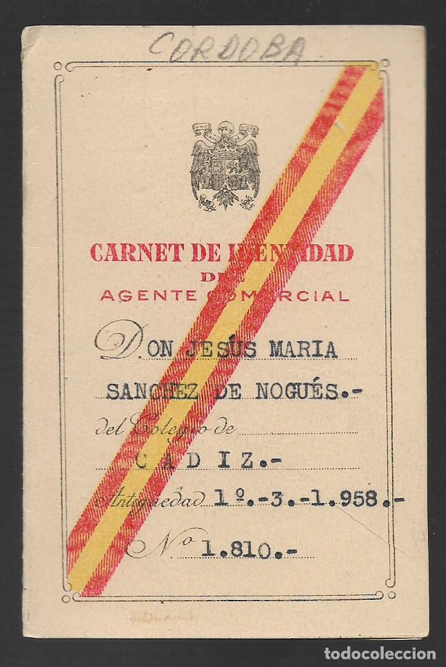 Militaria: CORDOBA.- CARNET AGENTE COMERCIAL.--VER FOTOS
