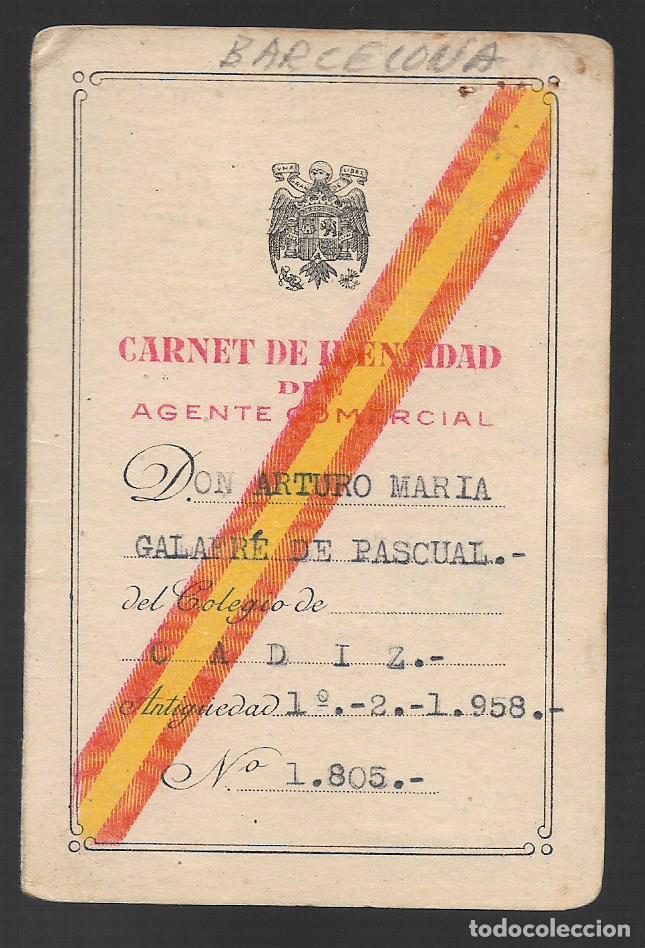 Militaria: BARCELONA- CARNET AGENTE COMERCIAL.--VER FOTOS