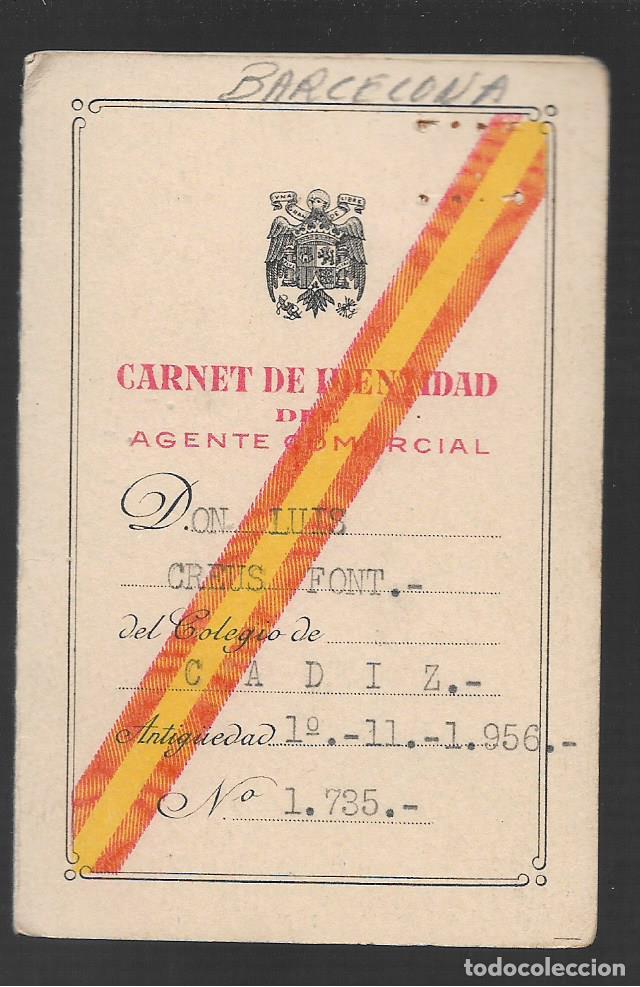 Militaria: BARCELONA- CARNET AGENTE COMERCIAL.--VER FOTOS