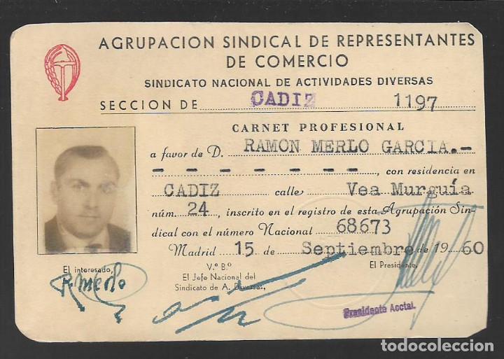 Militaria: CADIZ.- AGRUPACION SINDICAL RE`PRESENTANTES DE COMERCIOS,- VER FOTOS