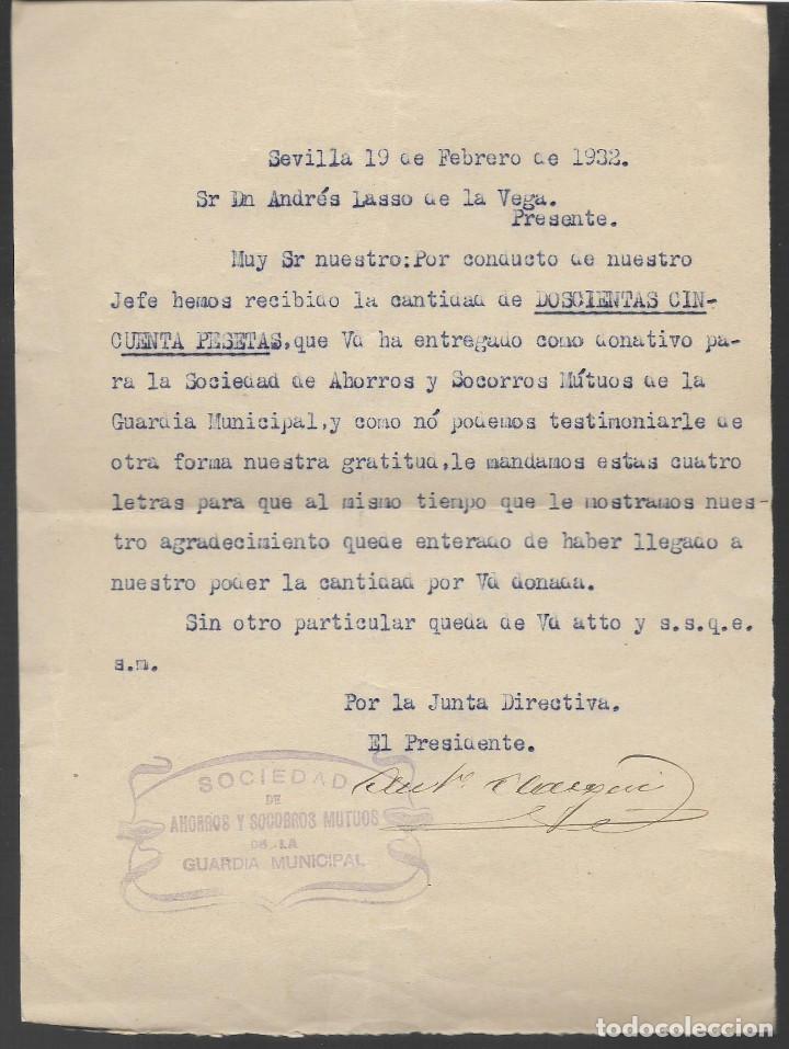 Militaria: DONATIVO DE ANDRES LASSO DE LA VEGA, SOC. SOCORROS MUTUOS,- VER FOTO