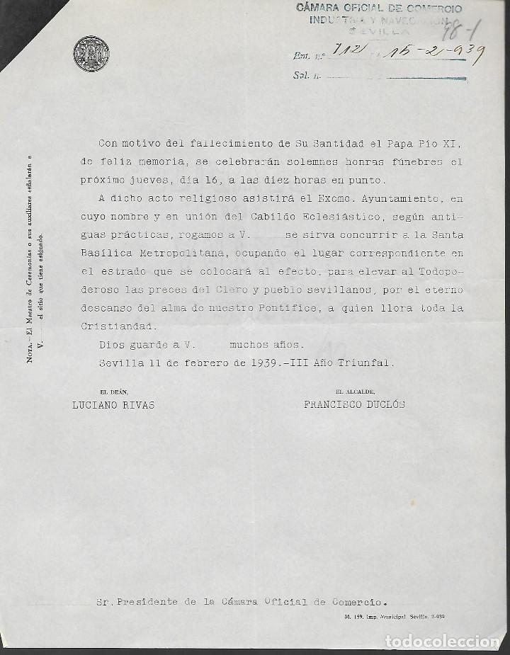 Militaria: SEVILLA, HONRAS FUNEBRES DEL PAPA PIO XI, VER FOTO