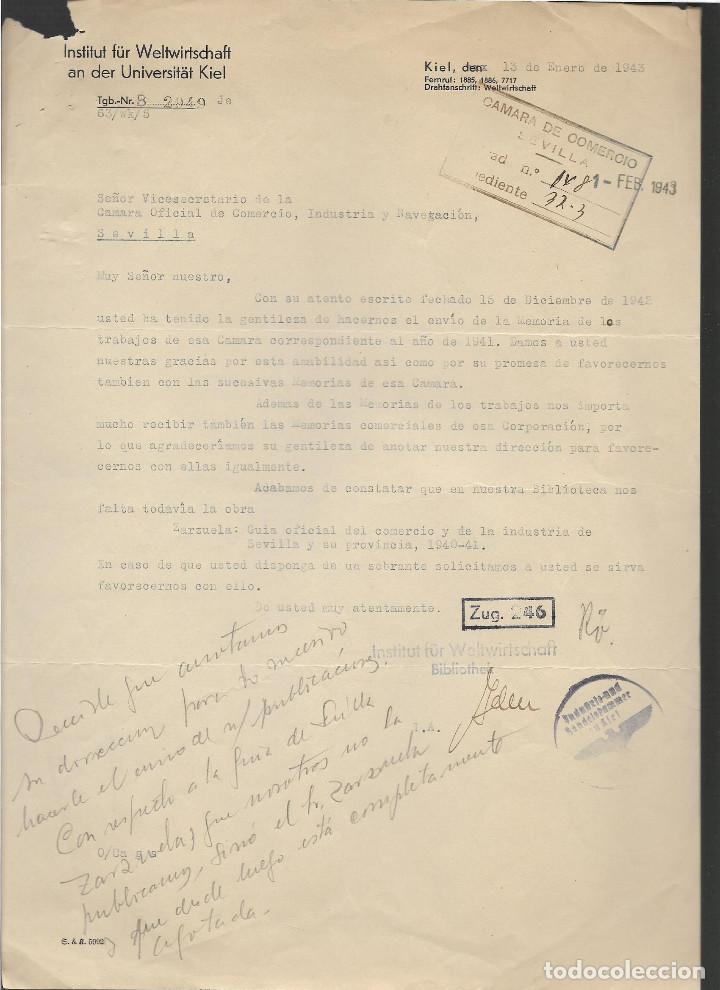 Militaria: SEVILLA, CAMARA DE COMERCIO,- AL INSTITUTO ALEMAN --BIBLIOTECA- VER FOTO