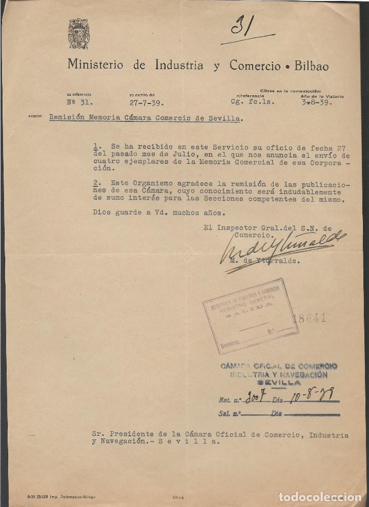 Militaria: BILBAO.- MINISTERIO INDUSTRIA Y COMERCIO.- MEMORIA CAMARA DE SEVILLA, VER FOTO