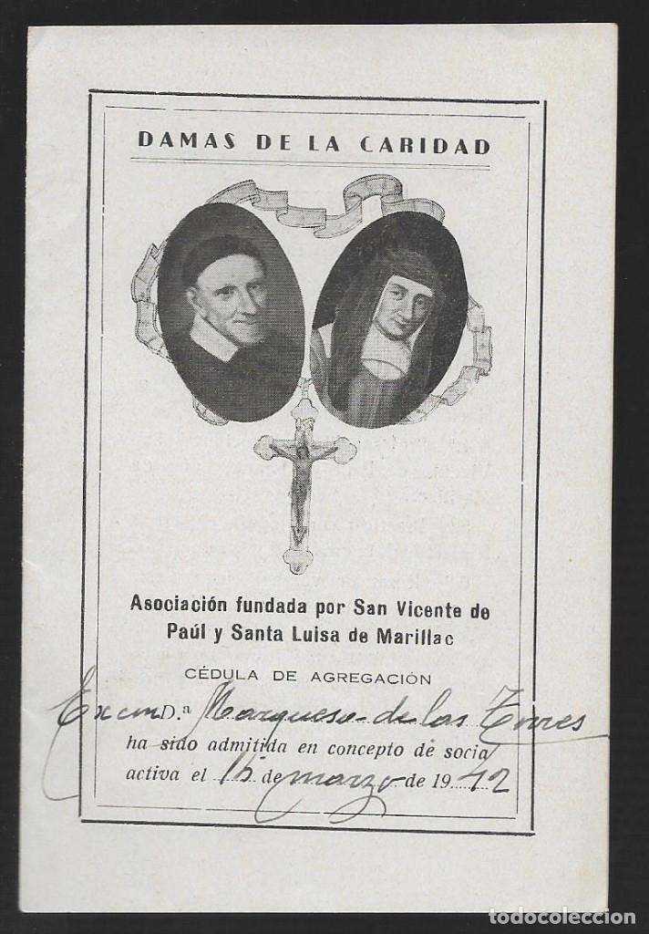Military Antiques: DAMAS DE LA CARIDAD, CEDULA DE AGREGACION. EXCM.MARQUESA DE LAS TORRES, A&Ntilde;O 1942, VER FOTOS
