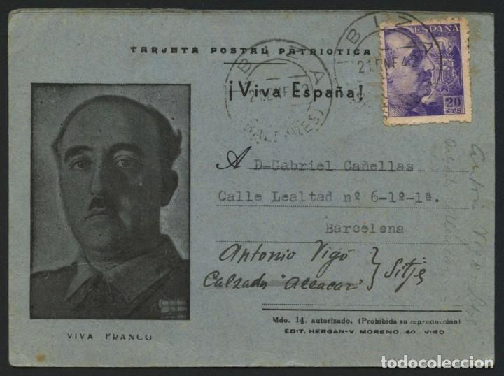 Militaria: GUERRA CIVIL, TARJETA POSTAL PATRI&Oacute;TICA, GENERAL FRANCO, 1942, IBIZA