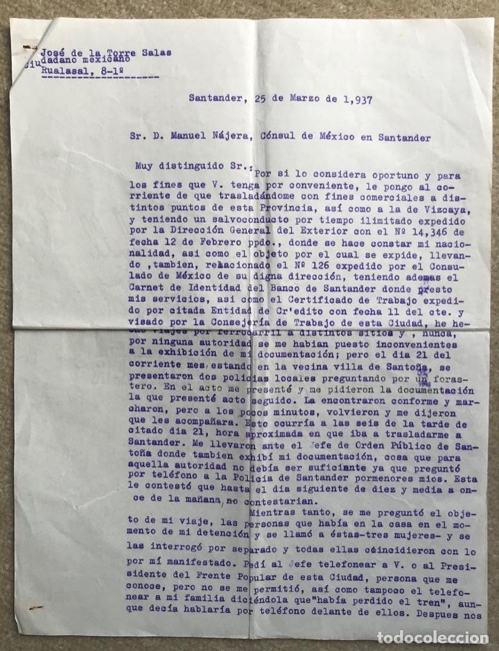 Military Antiques: Carta al C&oacute;nsul de M&eacute;xico en Santander, queja por detenci&oacute;n en Santo&ntilde;a - Cantabria - Guerra Civil