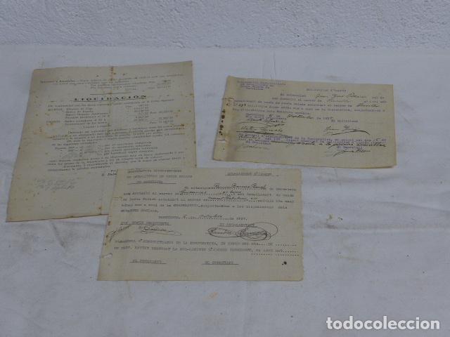 Military Antiques: Lote 3 antiguos documentos de guerra civil de cooperativa distribuidora de pesca salada de barcelona