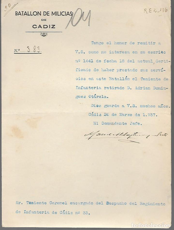 Military Antiques: CADIZ. BATALLON DE MILICIAS DE CADIZ.- VER FOTO