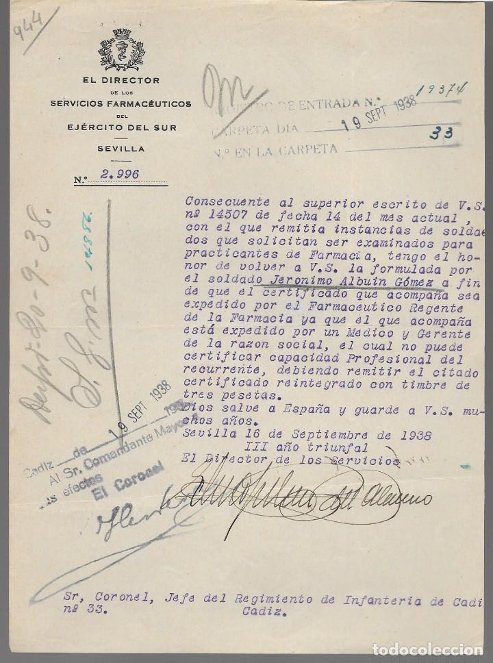 Military Antiques: SEVILLA, EL DIRECTOR DE LOS SERVICIOS FARMACEUTICOS DEL EJERCITO DEL SUR, VER FOTO