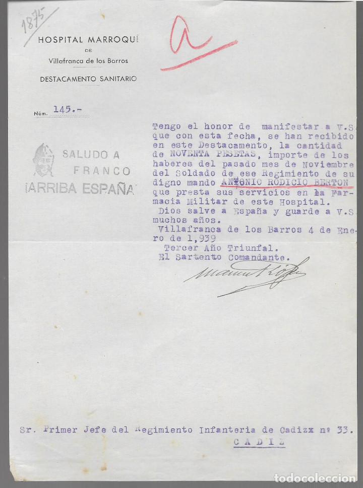 Military Antiques: VILLAFRANCA DE LOS BARROS.- HOSPITAL MARROQUI-DESTACAMENTO SANITARIO,- VER FOTO